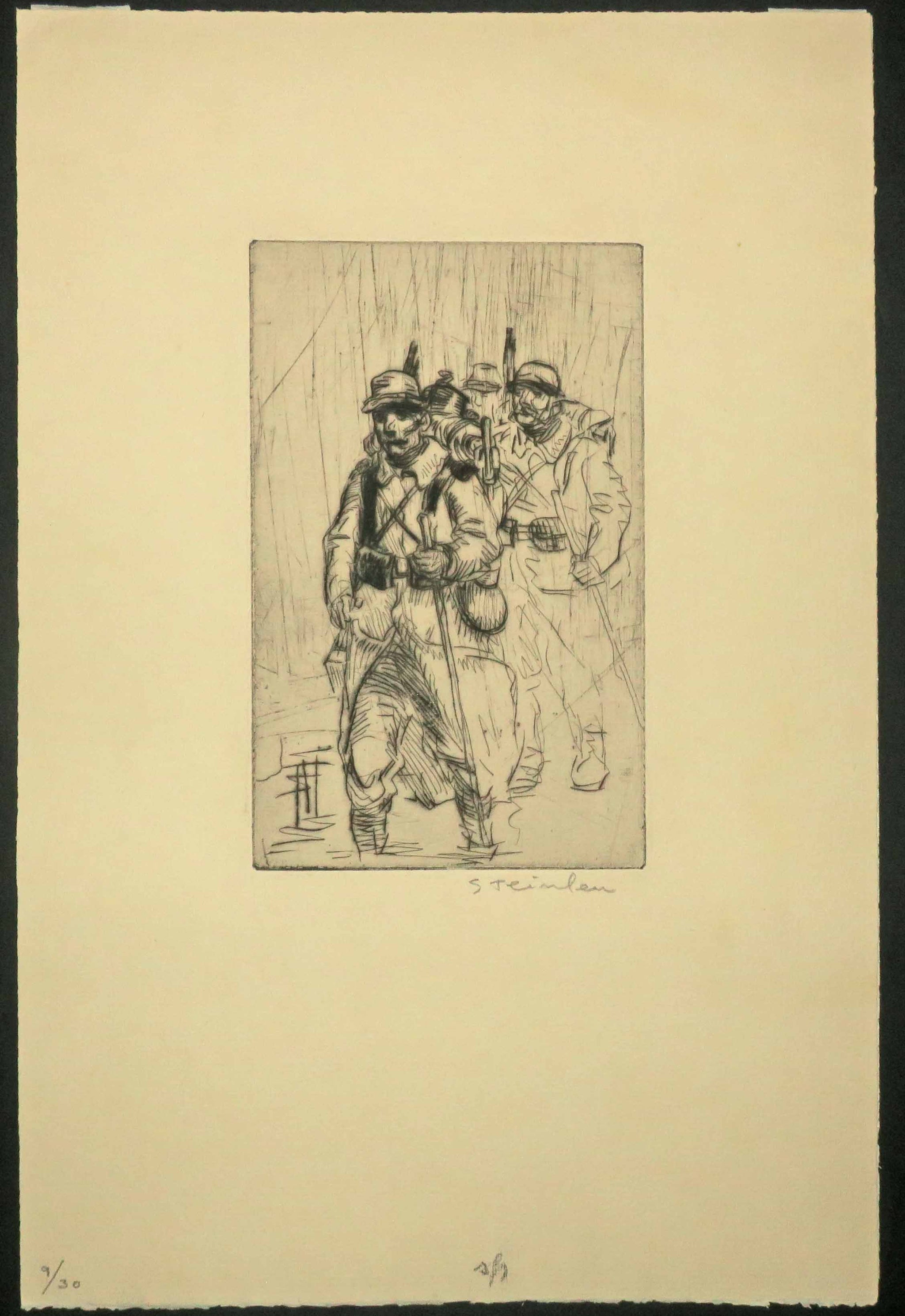 [Trois soldats marchant].