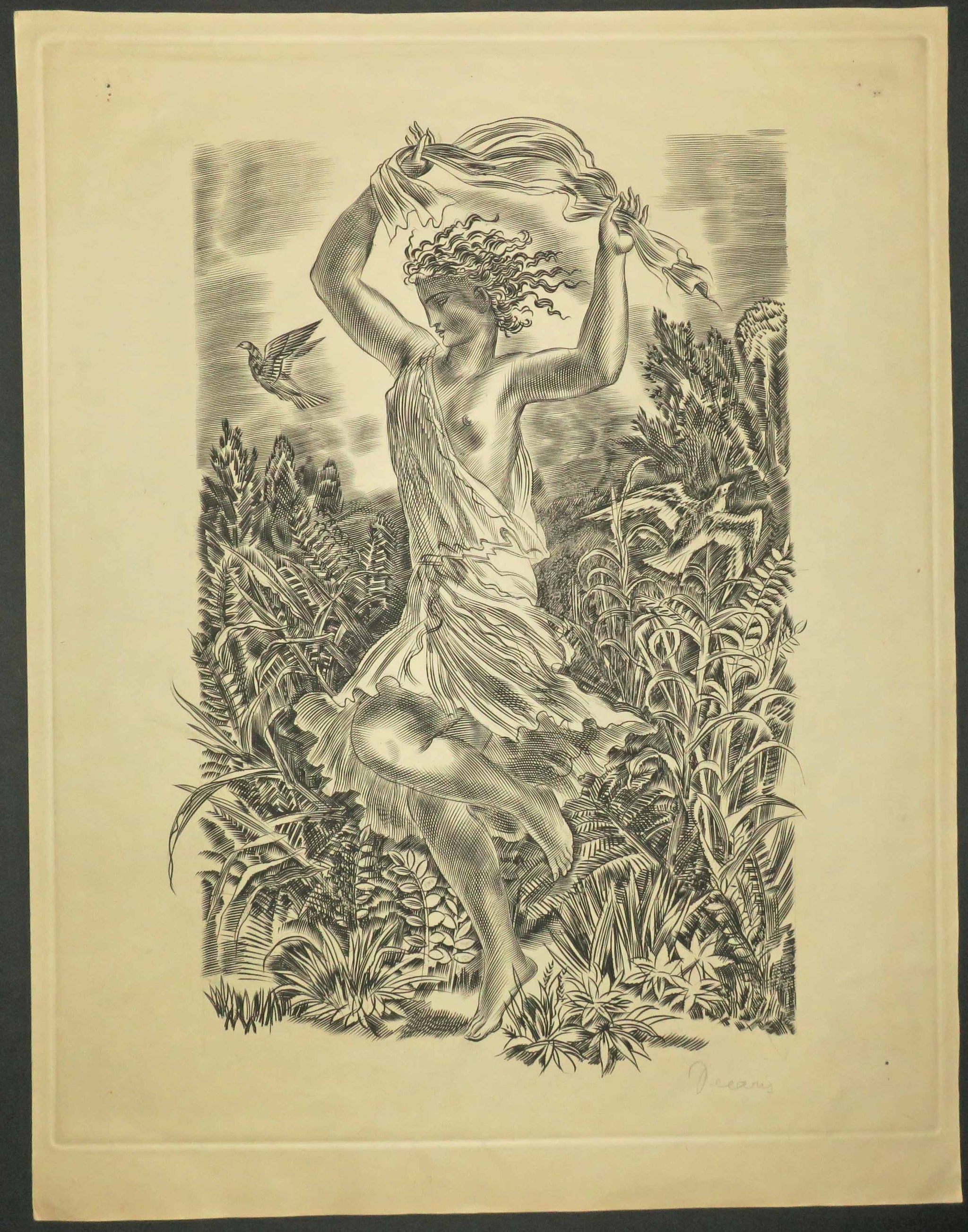 [Jeune femme dansant dans les champs].