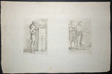 Charger l&#39;image dans la galerie, Jeune homme en pied avec un tableau &amp; Homme de profil suivi d&#39;un valet.
