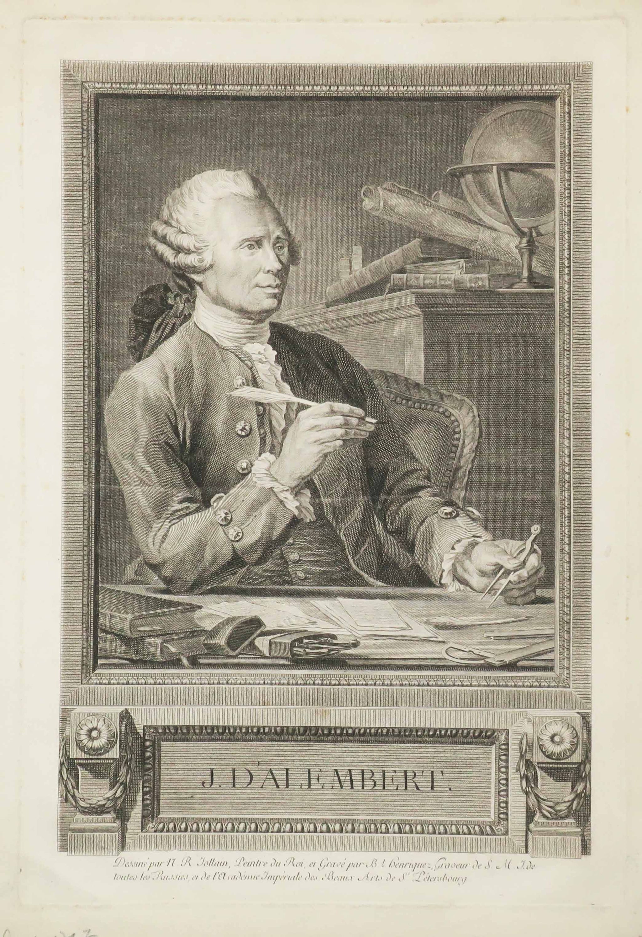 Portrait de Jean Le Rond d'Alembert (1717†1783), Mathématicien, Physicien, Philosophe et Encyclopédiste français.
