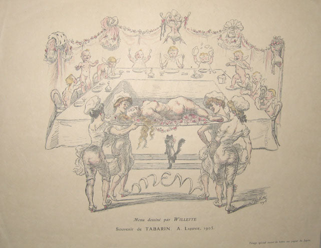 Menu dessiné par Willette. Souvenir de Tabarin. A.Lagrinie, 1905. 