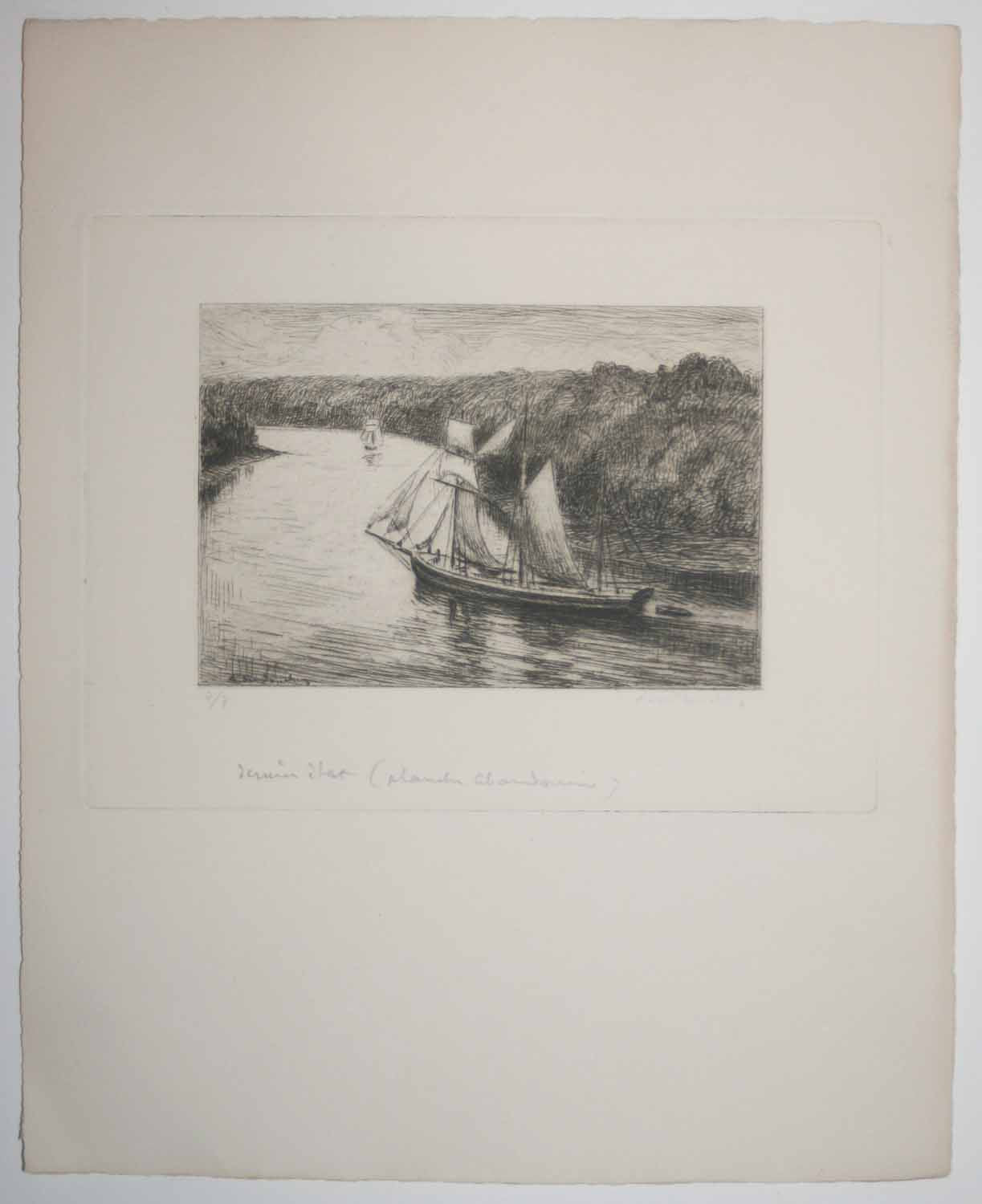 [Deux bateaux sur une rivière traversant une forêt].