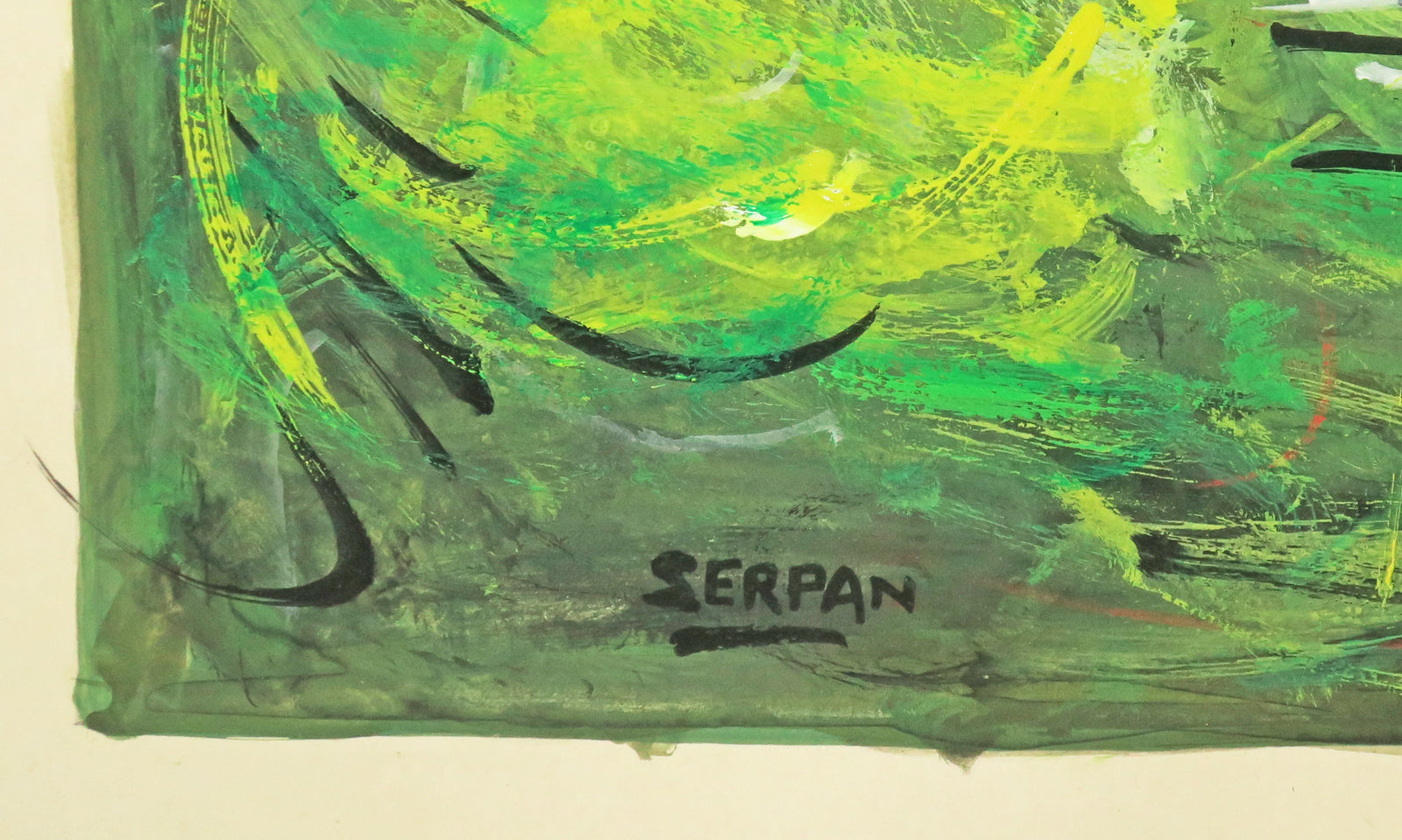Sans titre (Composition en vert, jaune, noir et blanc).