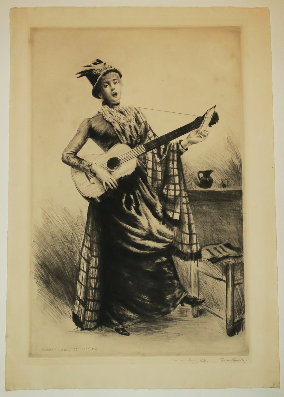La Cigale ou La chanteuse ambulante (Portrait de Nathalie Goeneutte, seconde sœur de l'artiste). 