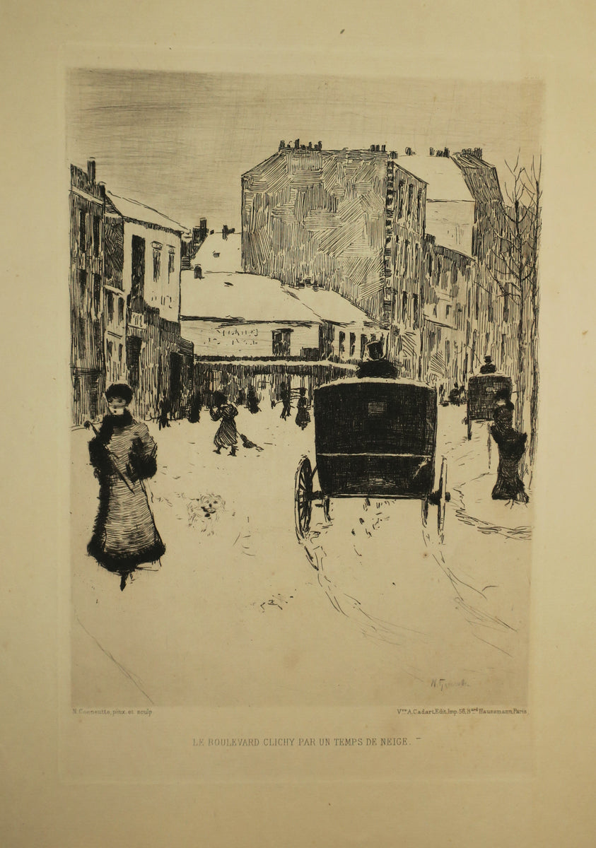 Le Boulevard de Clichy par un temps de neige. 