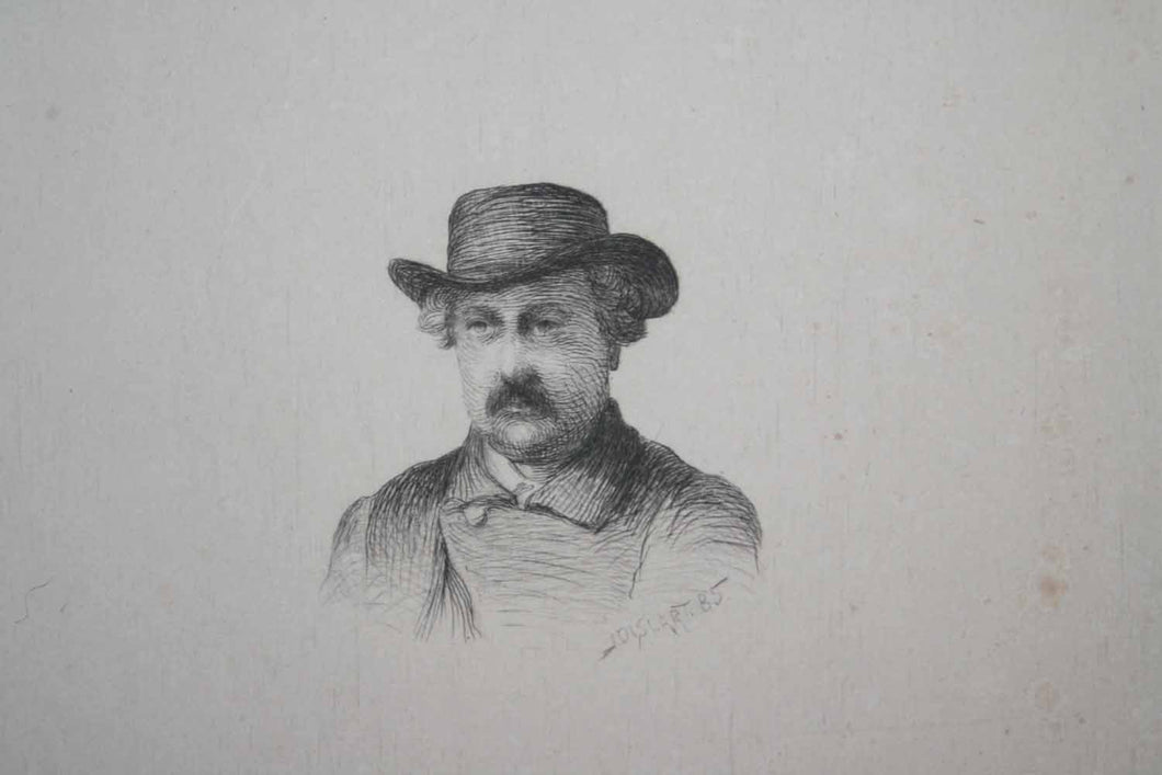 Portrait d'Hervier, coiffé d'un chapeau mou.