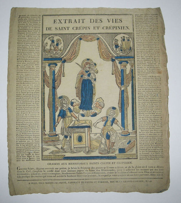 Extrait des Vies de Saint Crépin et Crépinien. Oraison aux bienheureux Saints Crépin et Crépinien. 