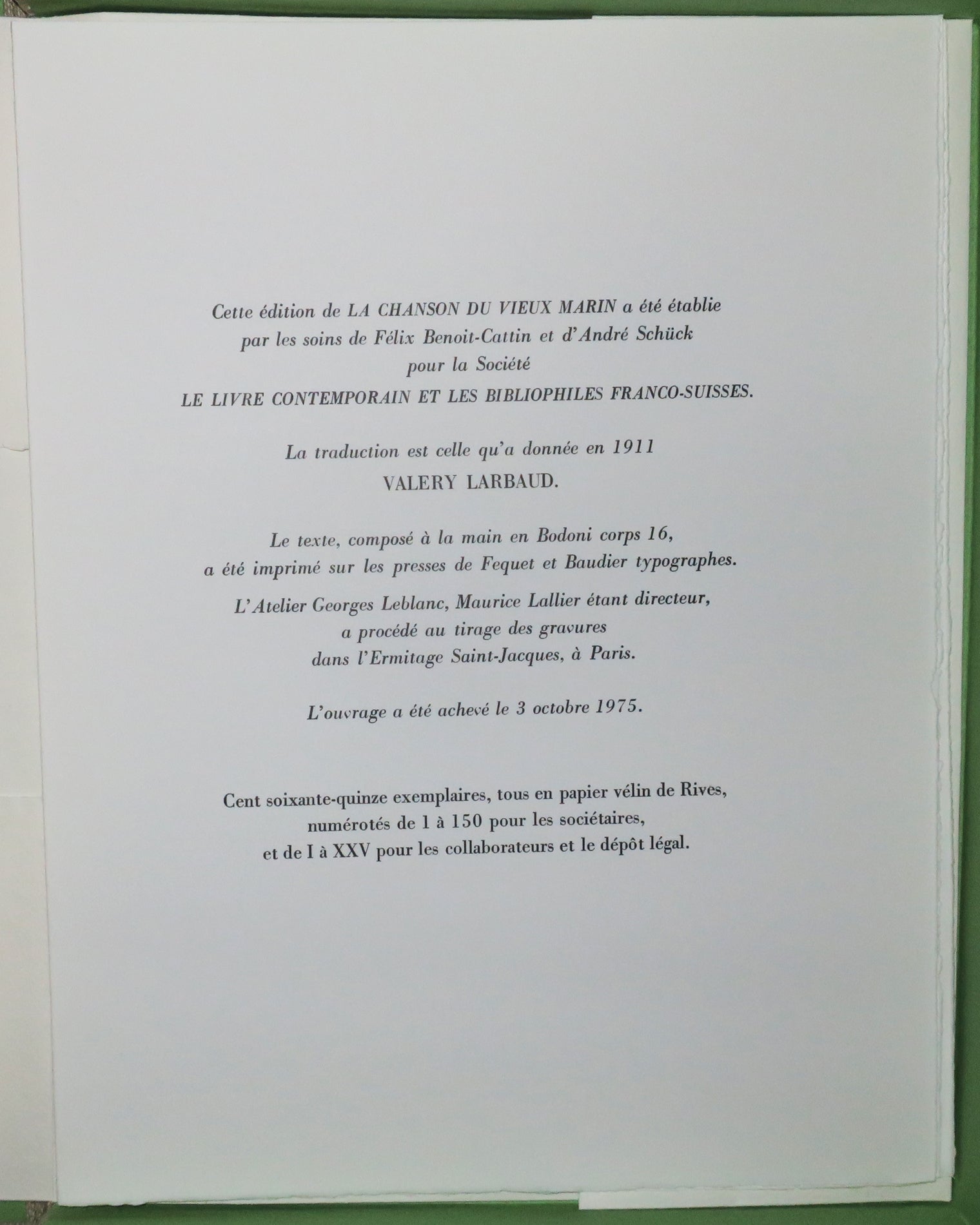 La chanson du vieux marin. 1975.