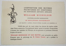 Charger l&#39;image dans la galerie, Invitation pour l&#39;Exposition des œuvres, peintures et Gravures, du distingué artiste anglais William Nicholson
