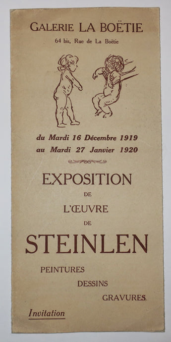 Invitation pour l'Exposition de l'Œuvre de Steinlen,