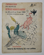 Charger l&#39;image dans la galerie, Invitation &amp; petit Catalogue d&#39;Exposition pour l&#39;Exposition des œuvres de Henri de Toulouse-Lautrec,
