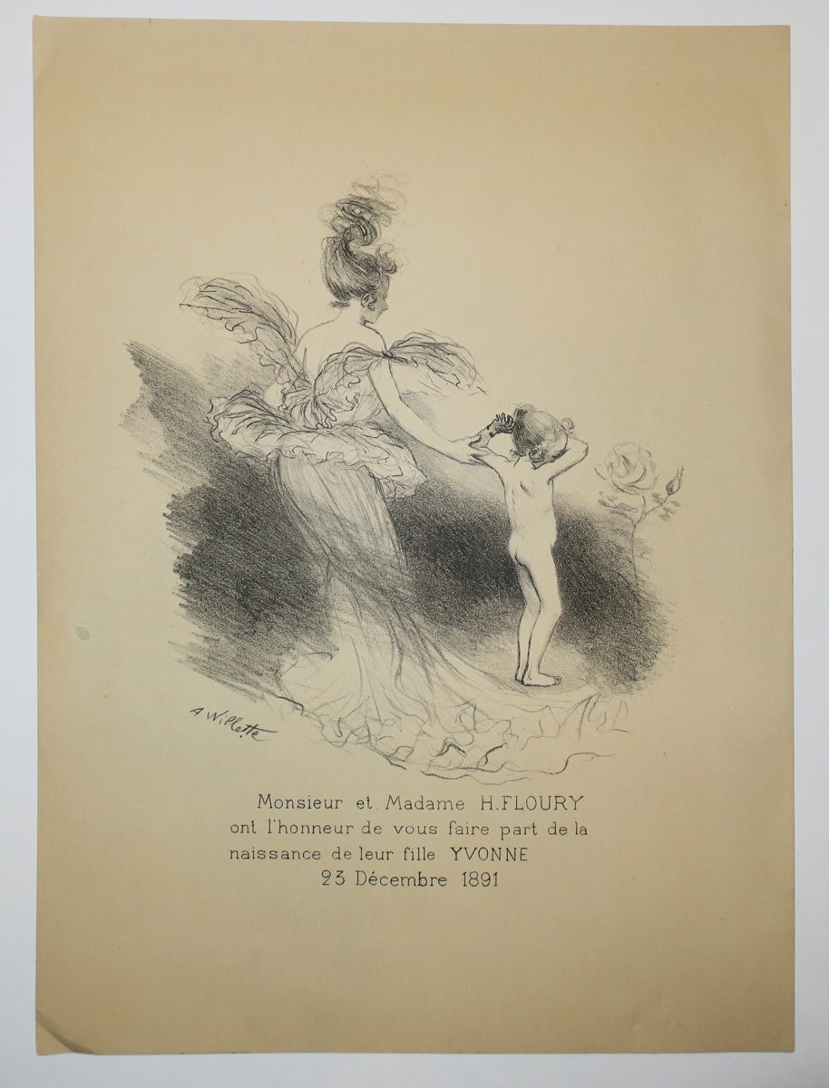 Monsieur et Madame H. Floury ont l'honneur de vous faire part de la naissance de leur fille Yvonne, 23 décembre 1891. 