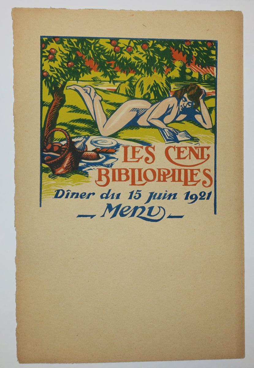 Menu pour les Cent Bibliophiles, Dîner du 15 juin 1921. 