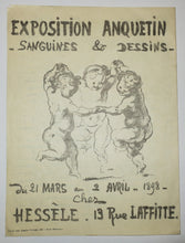 Charger l&#39;image dans la galerie, Invitation pour l&#39;Exposition Anquetin, Sanguines &amp; Dessins, du 21 mars au 2 avril 1898, chez Hessèle, 13 rue Laffitte.
