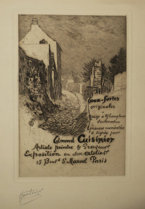 Edmond Cuisinier, Eaux-fortes originales, Tirage à 25 exemplaires seulement, épreuves numérotées et signées par Edmond Cuisinier