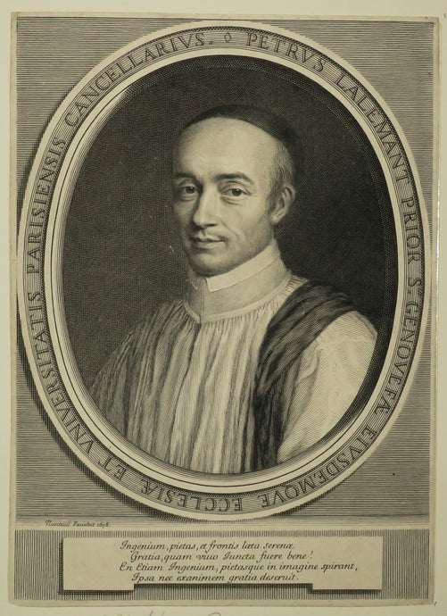 Portrait de Pierre Lallemant, Prieur de Sainte Geneviève, Chancelier de l'université de Paris (1622-1673).