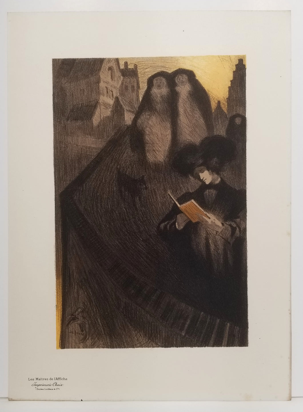 [Femme lisant et deux nonnes]. Sujet original par De Feure pour les Maîtres de l'affiche. 1898.
