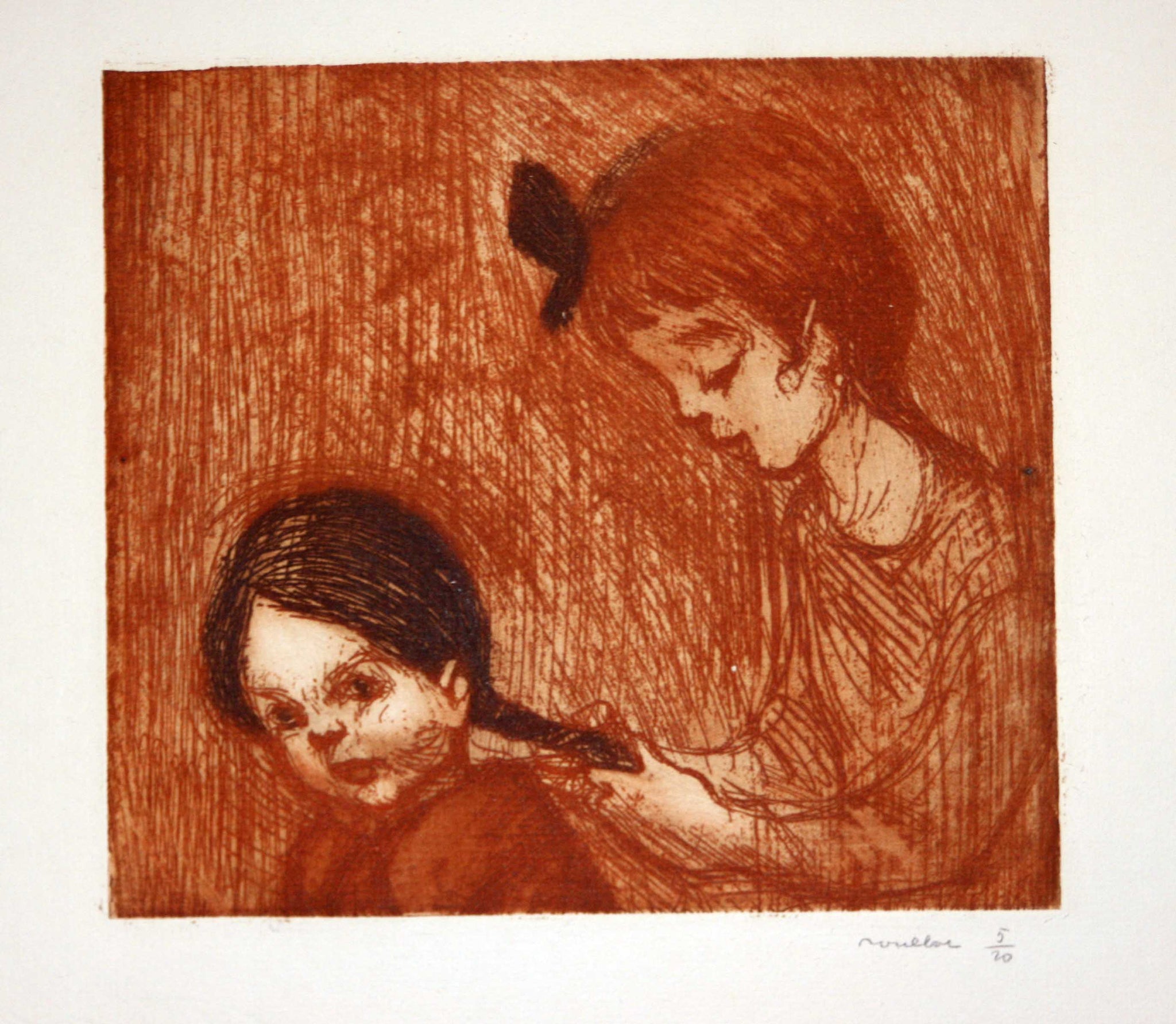 [Petites filles se coiffant].