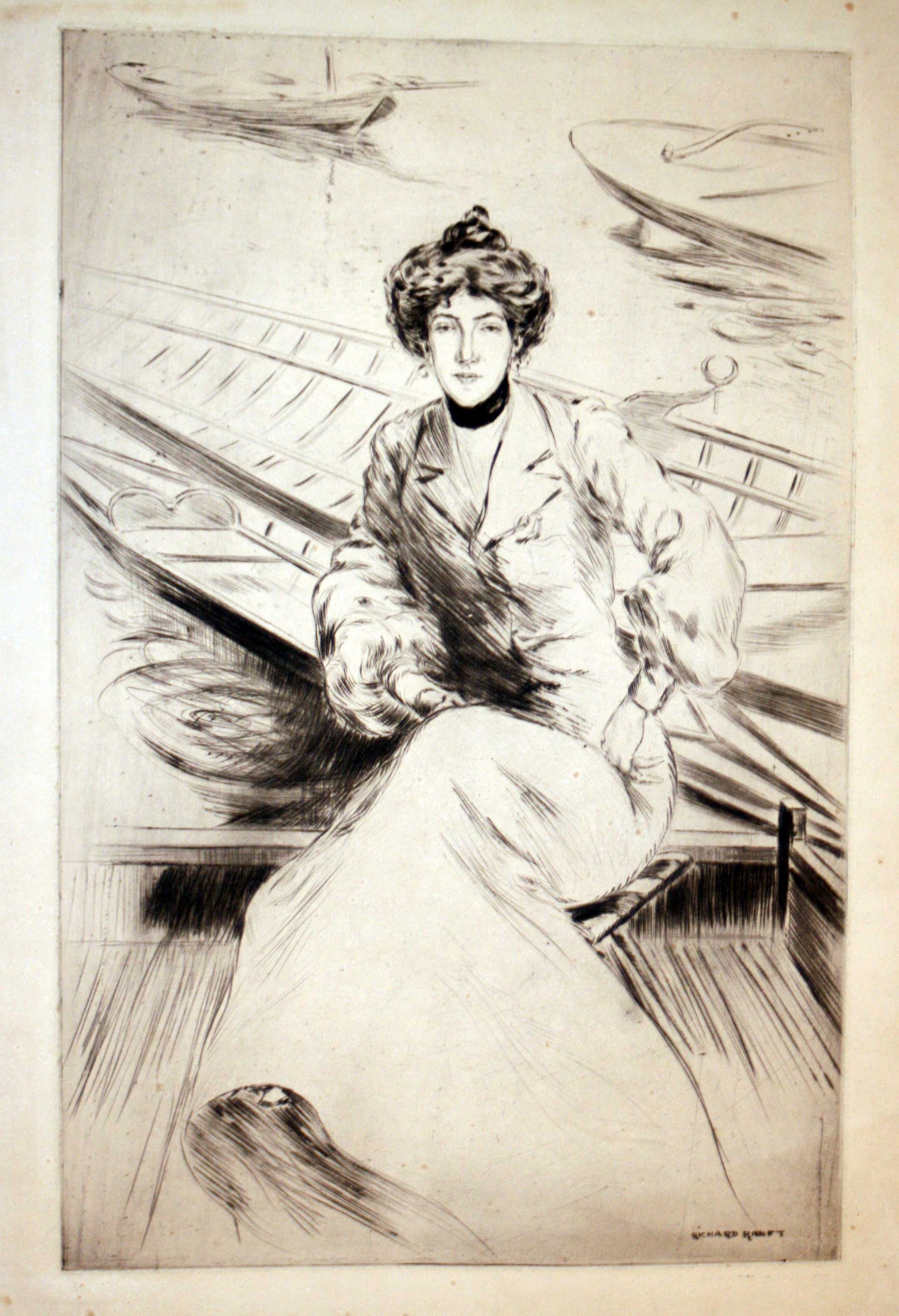 [Elégante sur une barque].