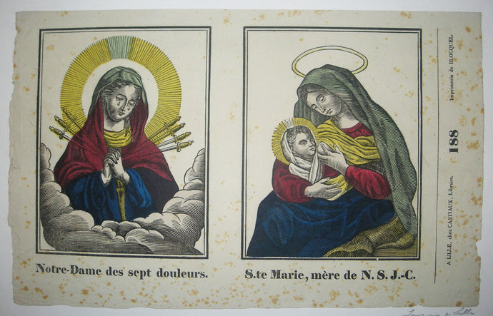 Feuille en largeur à deux sujets: Notre-Dame des sept douleurs & Ste Marie, Mère de N.S.J-C.