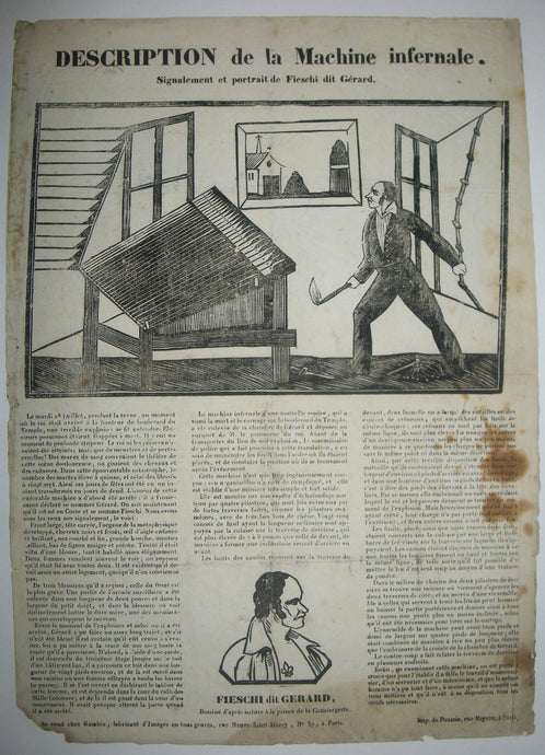 Description de la Machine Infernale, Signalement et portrait de Fieschi dit Gérard. 