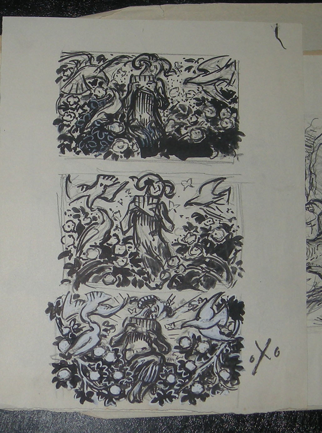 [Etude de vignette représentant des oiseaux et un satyre].