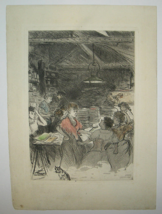 Frontispice pour les Sœurs Vatard par J. Huysman (Les brocheuses). 