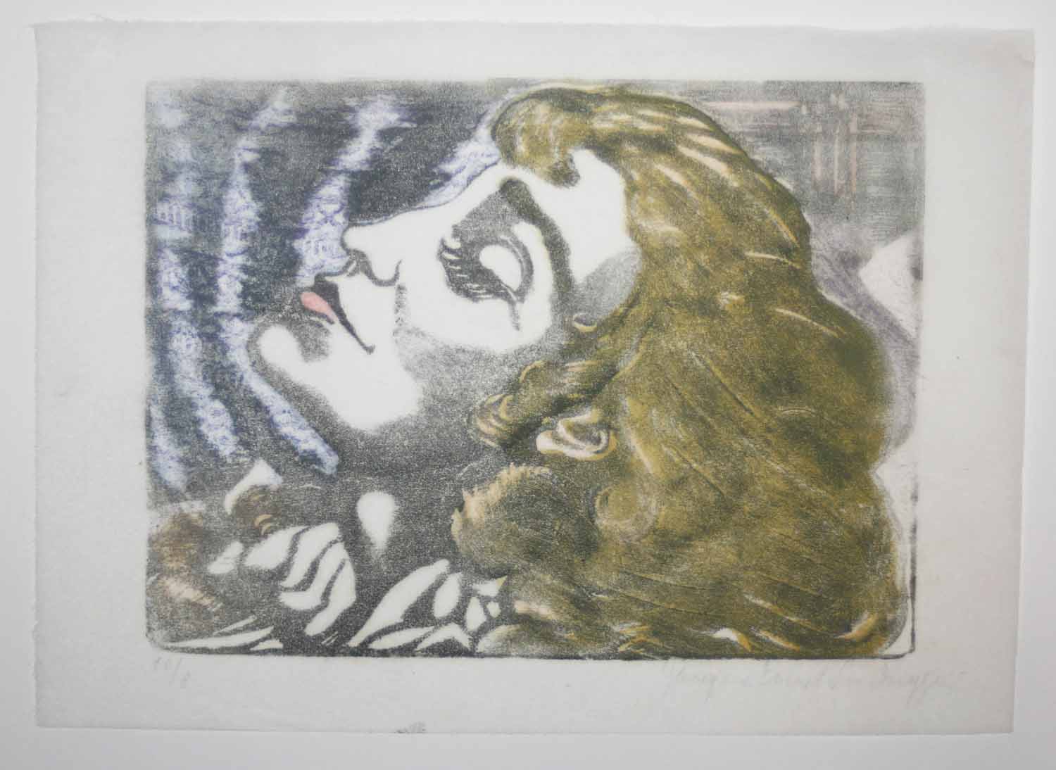 [Profil de femme blonde dormant].