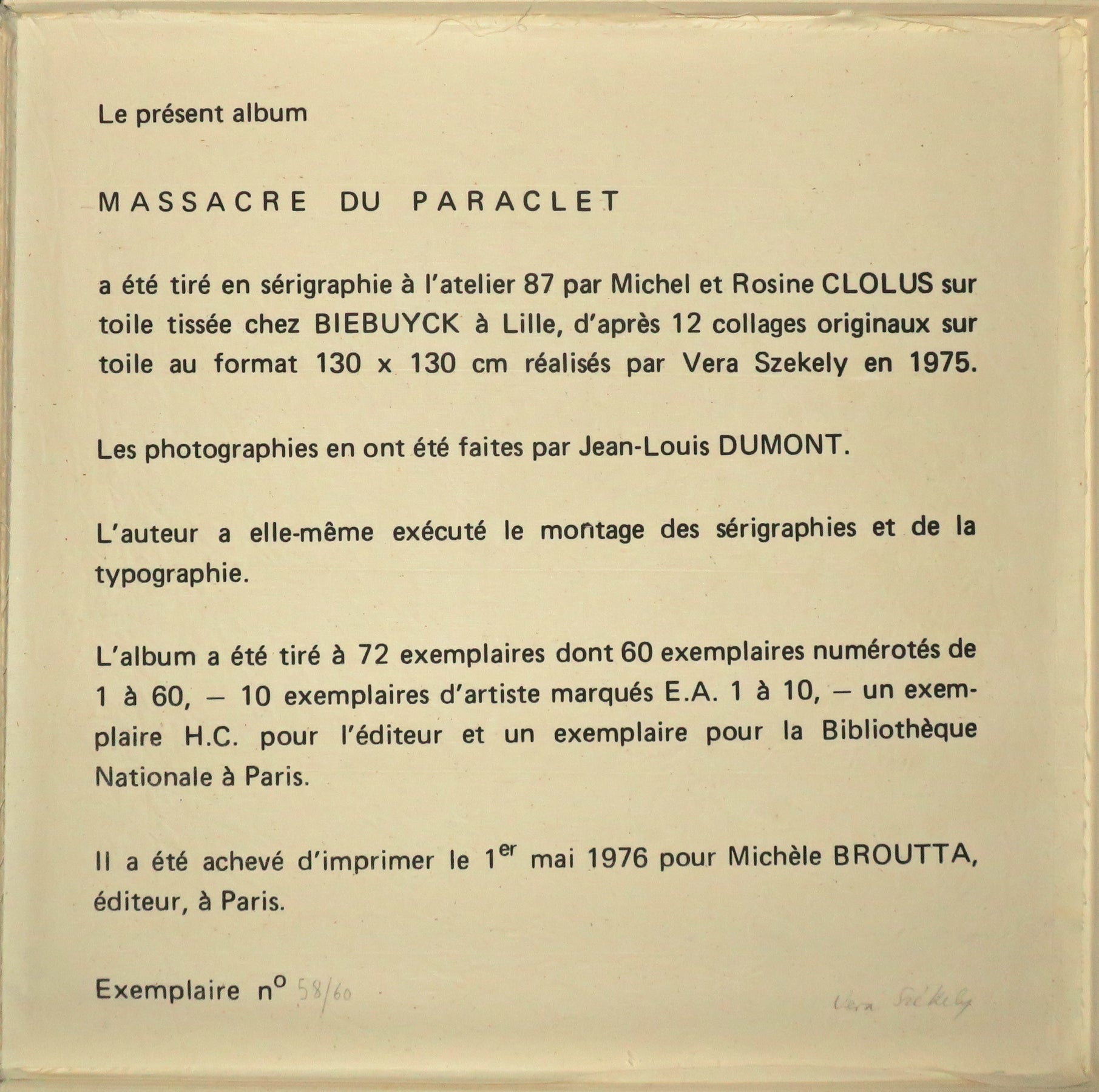 Massacre du Paraclet. 1976.