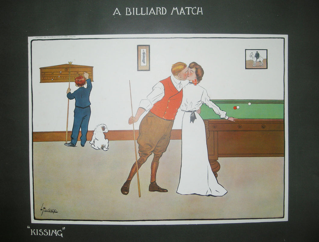 A billiard match: Kissing, Snookered, Left & The Canon.