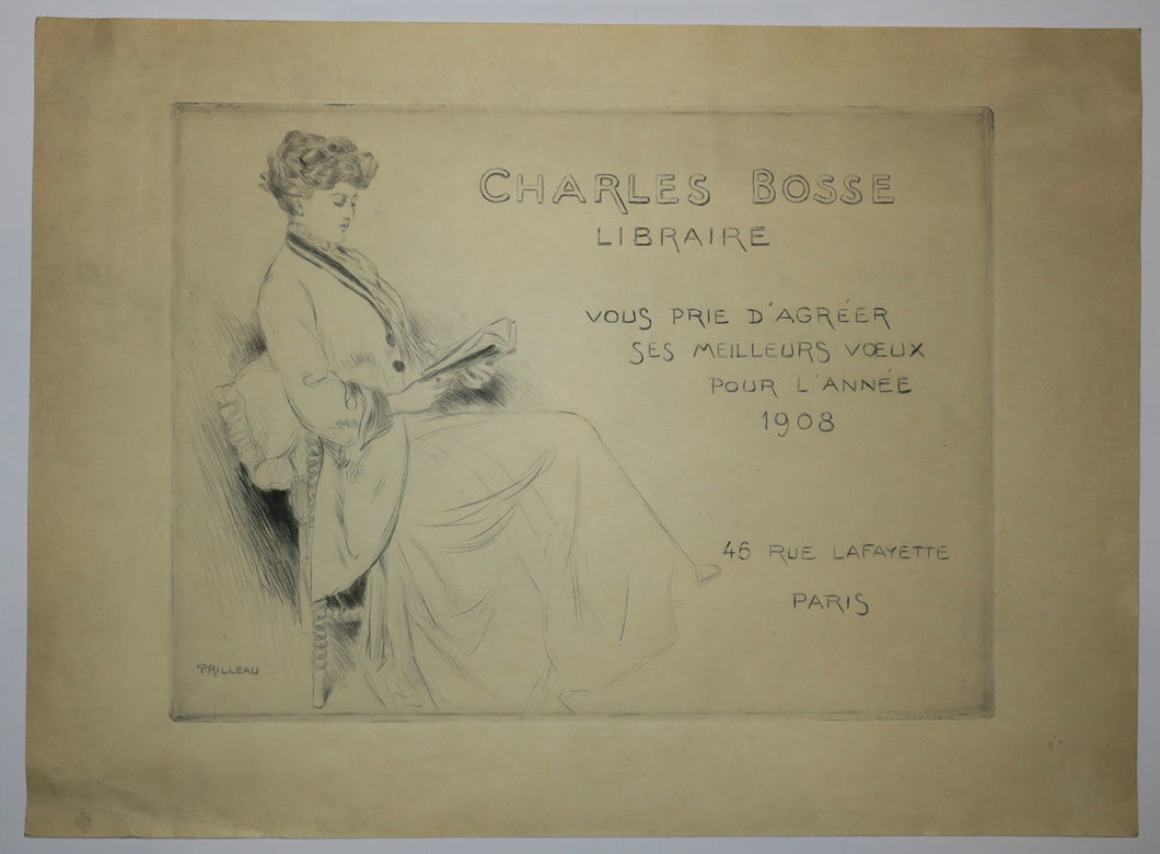 Charles Bosse, Libraire, Meilleurs voeux 1908.