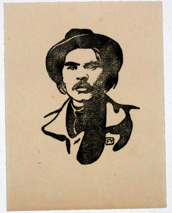 Portrait d'homme moustachu, avec un chapeau. 